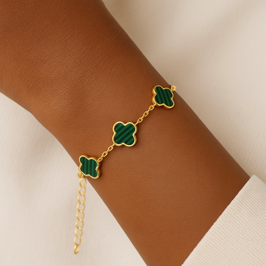 Bracelet Clover Green – Élégance & Chance au quotidien | Plaqué or 18K