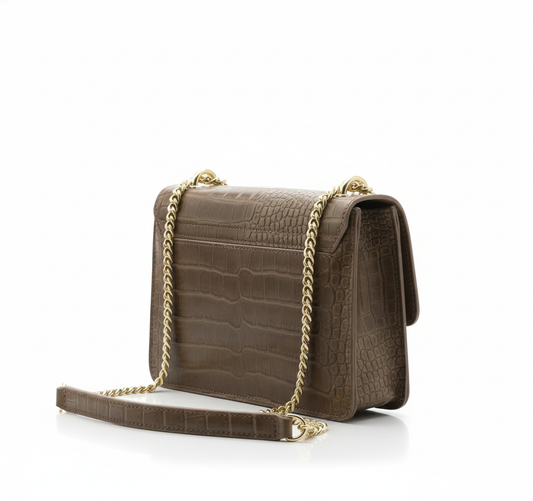 Sac à chaîne dorée en cuir italien – Finition croco