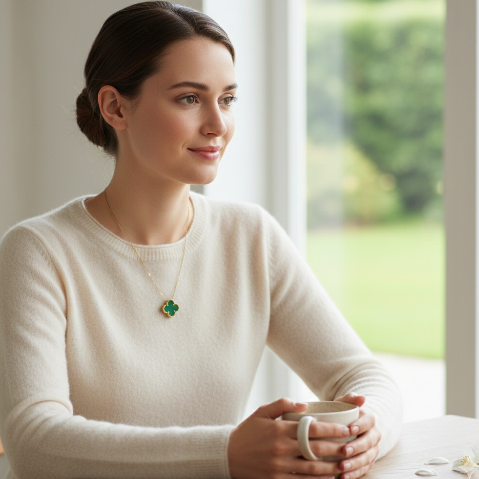 ✨ Collier Clover Green – Élégance & Chance au quotidien | Plaqué or 18K