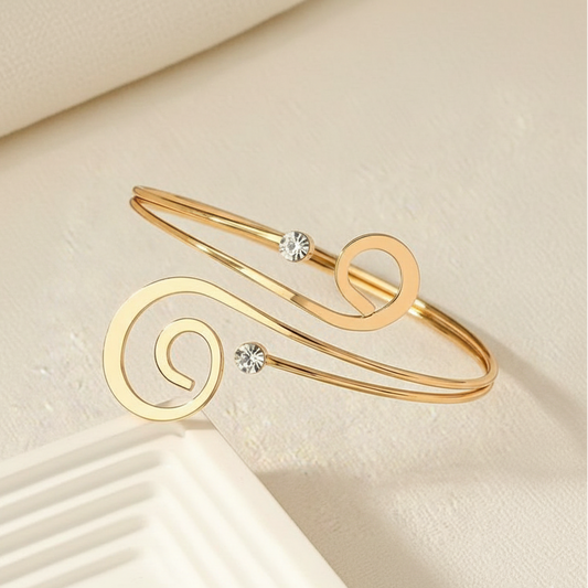 Bracelet Doré “Élégance Spirale” – Acier & Cristaux