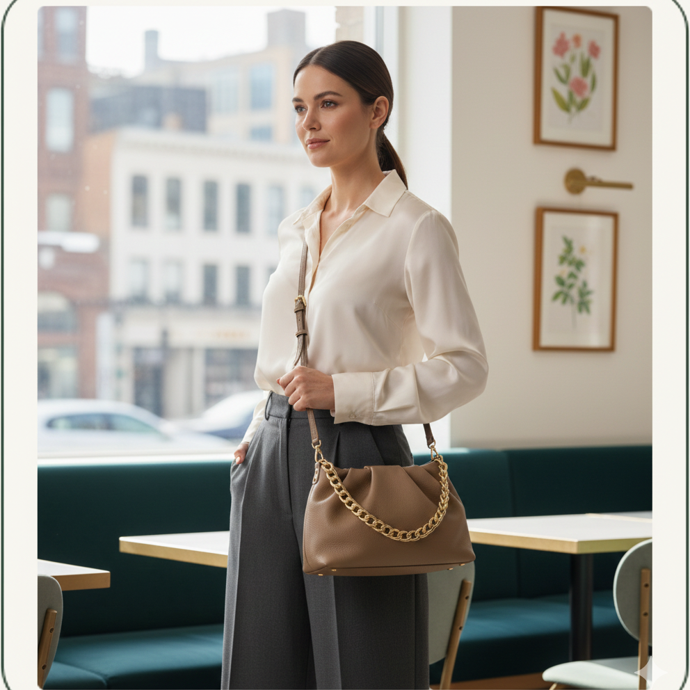 Gold chain bag in Italian leather – Timeless elegance