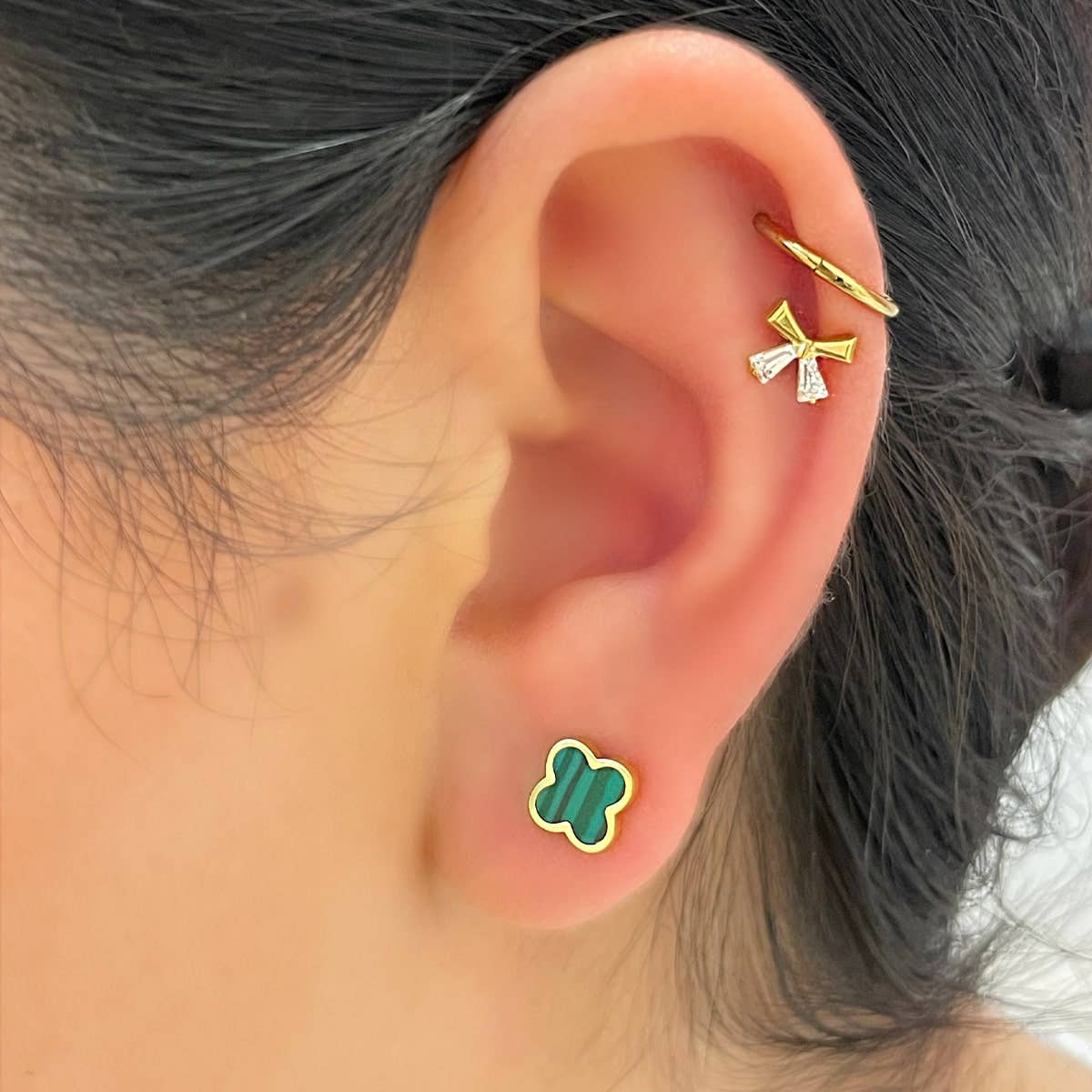 ✨ Boucles d’oreilles Green Clover – Élégance & raffinement au quotidien | Plaqué or 18K