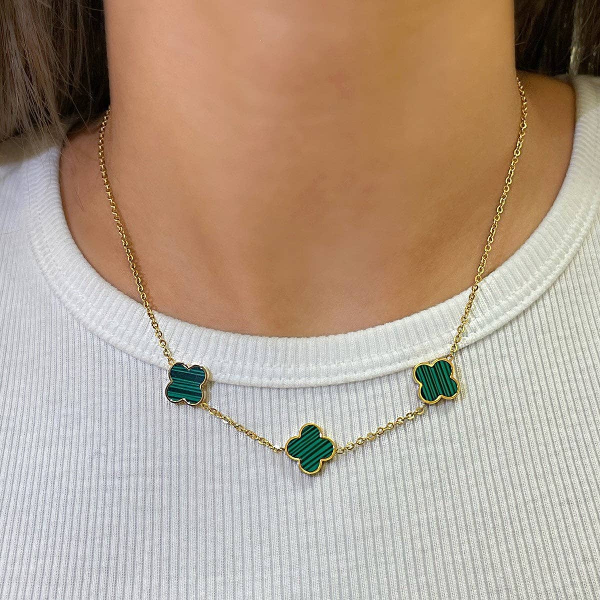 ✨ Collier Clover Green – Élégance & Chance au quotidien | Plaqué or 18K