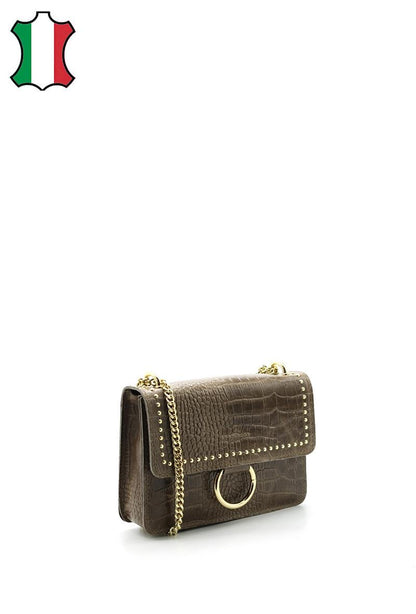 Gold chain bag in Italian leather – Crocodile finish