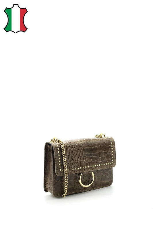 Sac à chaîne dorée en cuir italien – Finition croco