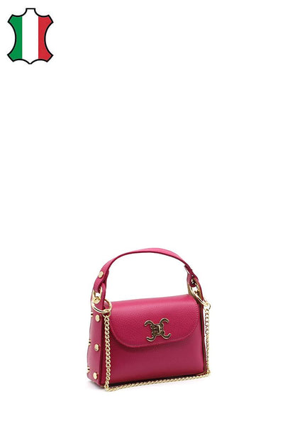 Mini sac à chaîne dorée en cuir italien – Rose Élégance