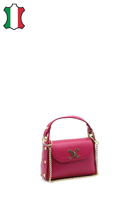 Mini sac à chaîne dorée en cuir italien – Rose Élégance