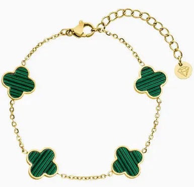 Bracelet Clover Green – Élégance & Chance au quotidien | Plaqué or 18K