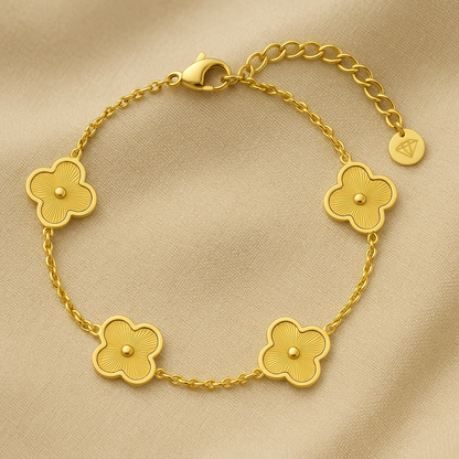 Bracelet Shine Clover – Éclat & Élégance intemporelle | Plaqué or 18K