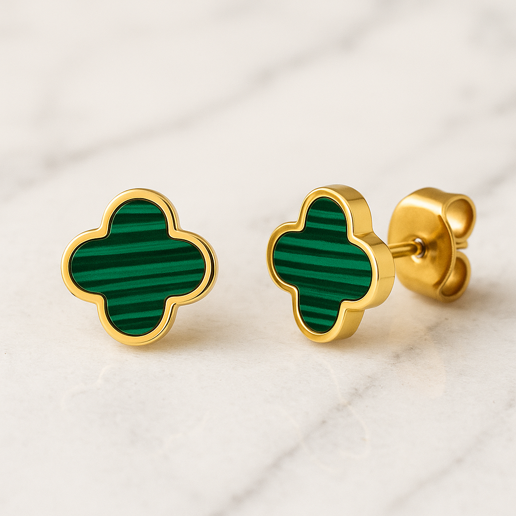 ✨ Boucles d’oreilles Green Clover – Élégance & raffinement au quotidien | Plaqué or 18K
