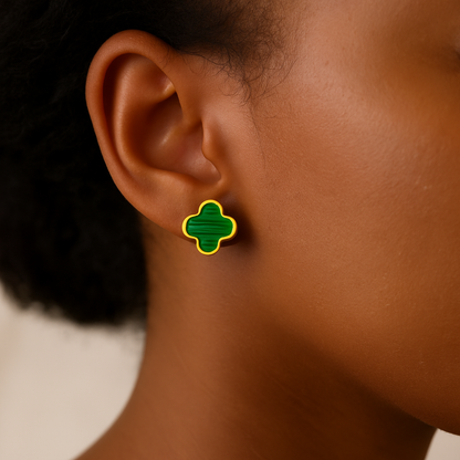 ✨ Boucles d’oreilles Green Clover – Élégance & raffinement au quotidien | Plaqué or 18K
