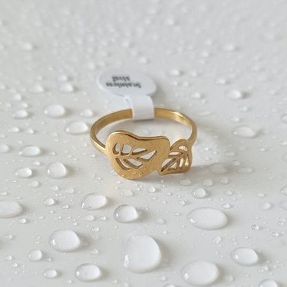 Bague Feuille Dorée – Acier Inoxydable Waterproof