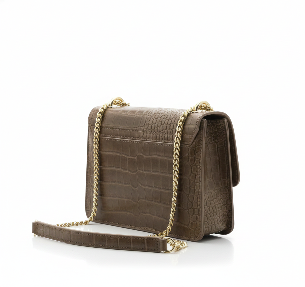 Sac à chaîne dorée en cuir italien – Finition croco
