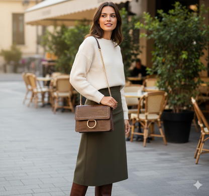 Sac à chaîne dorée en cuir italien – Finition croco