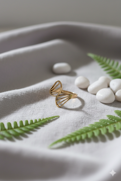 Bague Papillon Élégance Dorée – Acier Inoxydable Premium