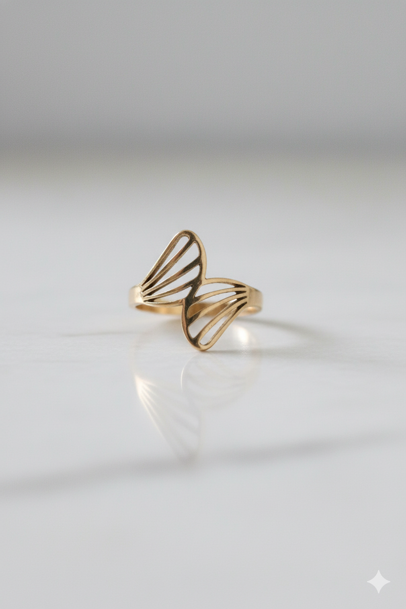 Bague Papillon Élégance Dorée – Acier Inoxydable Premium