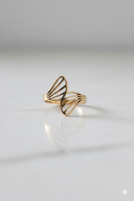 Bague Papillon Élégance Dorée – Acier Inoxydable Premium