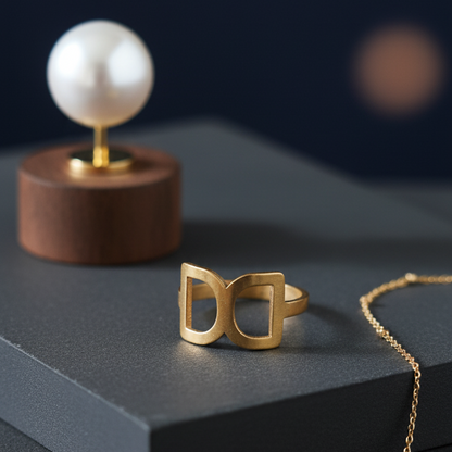 Bague Initiale Dorée – Acier Inoxydable Waterproof