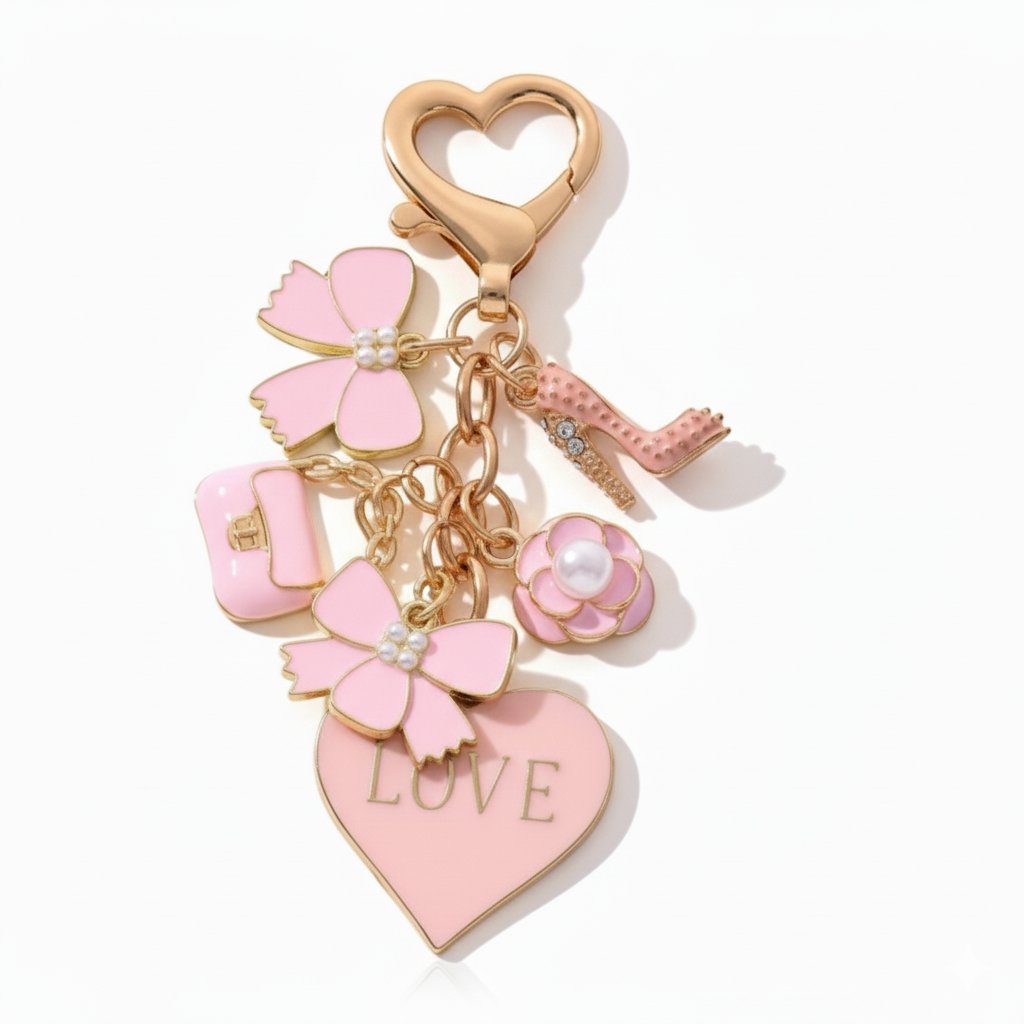Porte-clés “Love Pink” – Charms Doux & Féminins