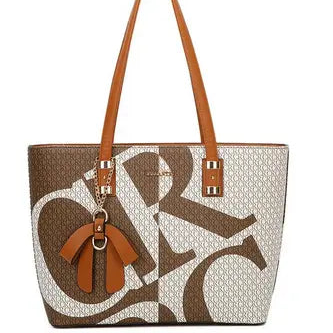 Brown printed tote bag – Graphic elegance
