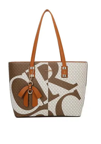 Sac cabas imprimé marron – Élégance graphique