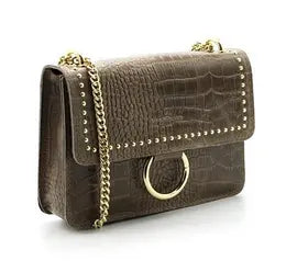 Sac à chaîne dorée en cuir italien – Finition croco