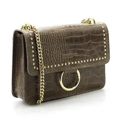 Sac à chaîne dorée en cuir italien – Finition croco